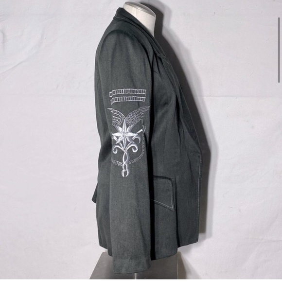 Adina Grey Green Embroidered Blazer M - Picture 4 of 14